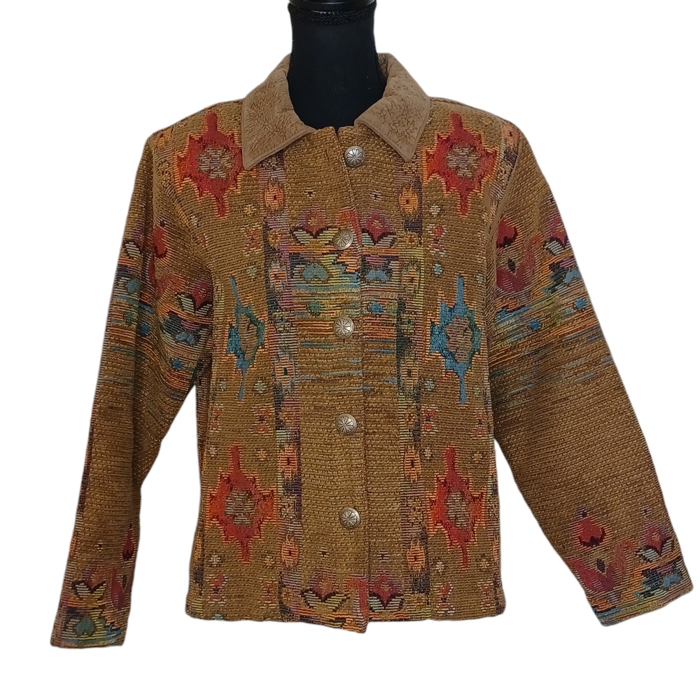 The Last Best Place Southwestern Aztec Multicolor Jacket Women's Sz Small VTG